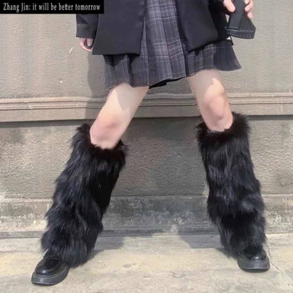 Tất Lông Cao Cổ, Vớ Ống Chân Phối Lông Phong Cách Hàn Quốc Giữ Ấm Mùa Đông Thời Trang Cosplay