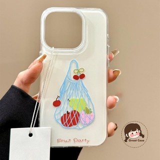 Túi Mua Sắm Trái Cây Họa Tiết Ốp Lưng Điện Thoại Samsung Galaxy S25 S24 S23 S22 S21 Ultra Plus S20 FE Lite A73 A72 A71 A53 A52 A52S A51 5G 4G Vỏ Thời Trang Chống Rơi Vỏ Mềm Dễ Thương