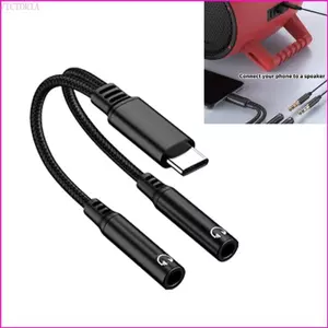 Type C To Double 3.5mm Female Adapter Cable for Laptop Earphones Adapter Cable