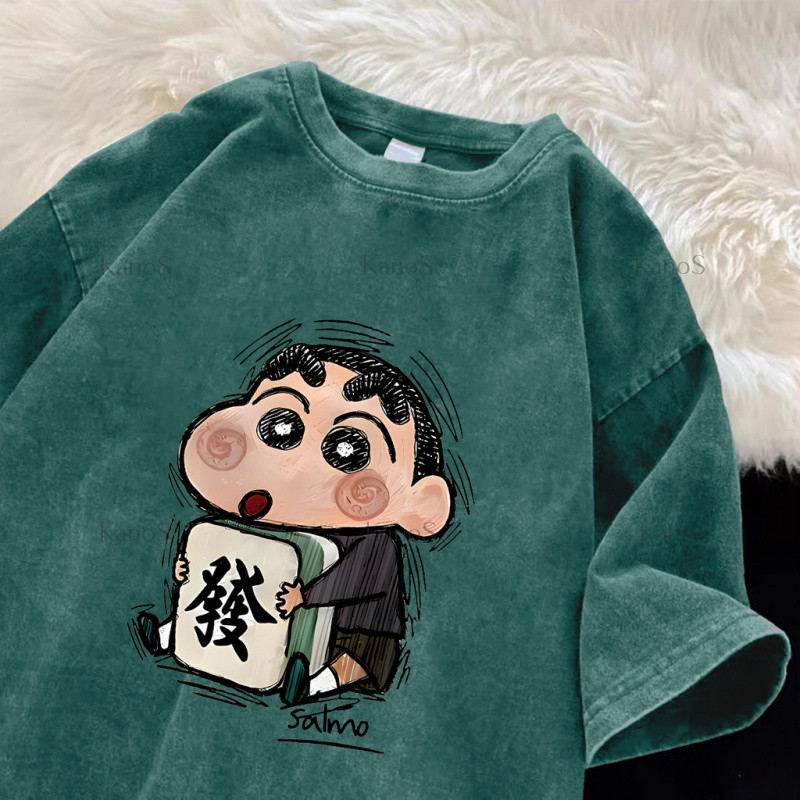 Kanos_shop | áo hè, Hàn quốc dễ thương Crayon Shin-chan print 100% cotton áo sơ mi tay ngắn