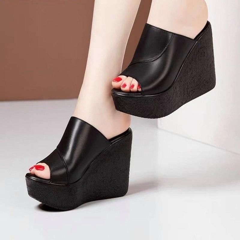 Dép đế xuồng quai DA VIỀN CHÉO CAO CẤP 10CM SIÊU XỊN. xxTTIIÔ