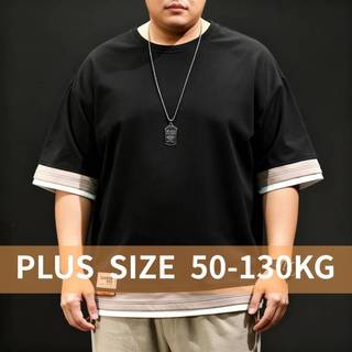 Áo thun nam plus size tay ngắn màu sắc tương phản, oversize phù hợp dạo phố mùa hè