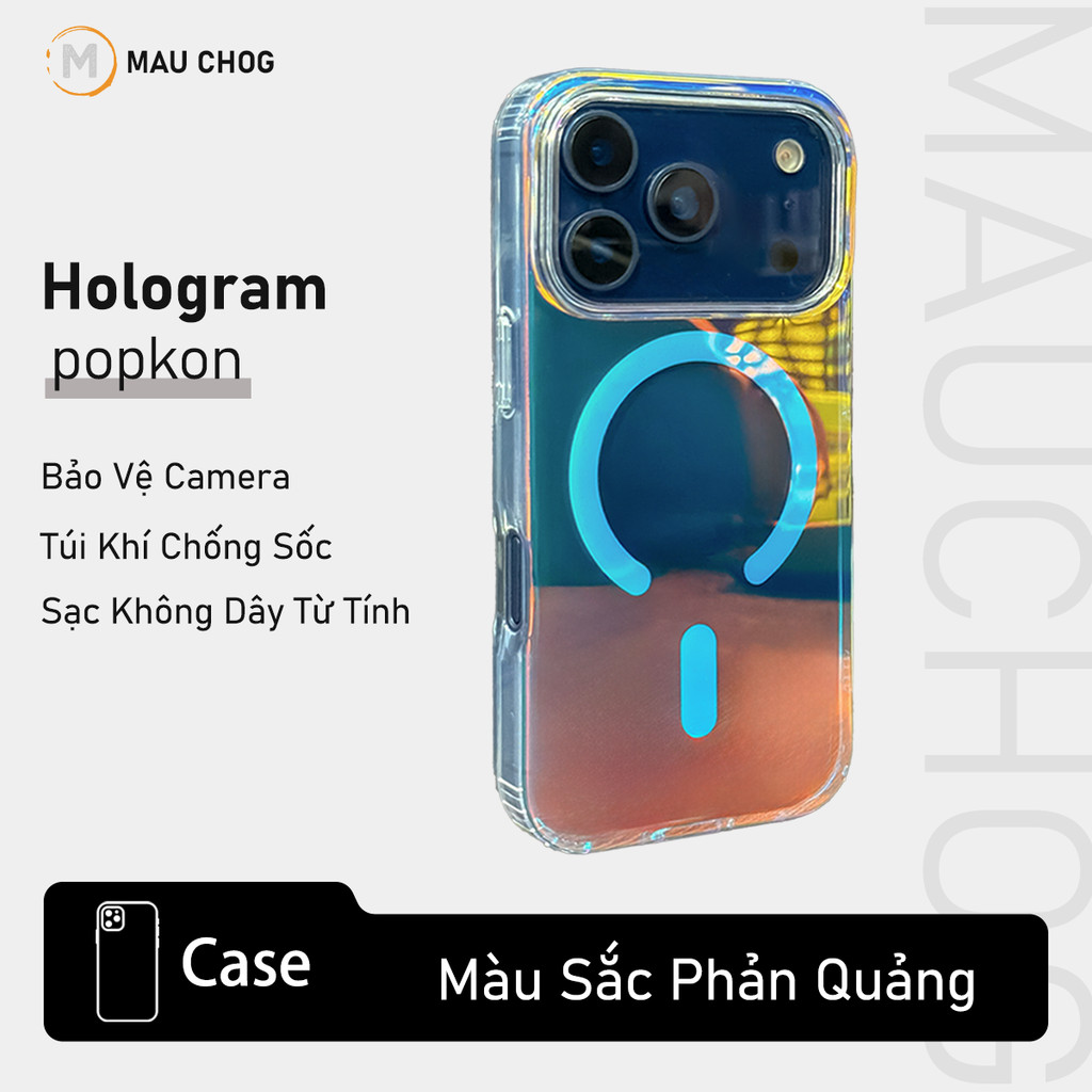 Ốp Lưng Phản Quang Đổi Màu Hỗ Trợ Sạc Không Dây Từ Tính Cho Điện Thoại iPhone 17 Pro Max 16 15 14 13