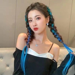 Tóc giả đuôi ngựa bện sẵn, chịu nhiệt và chống phai màu, phù hợp cho nữ và bé gái với dây thun mềm mại