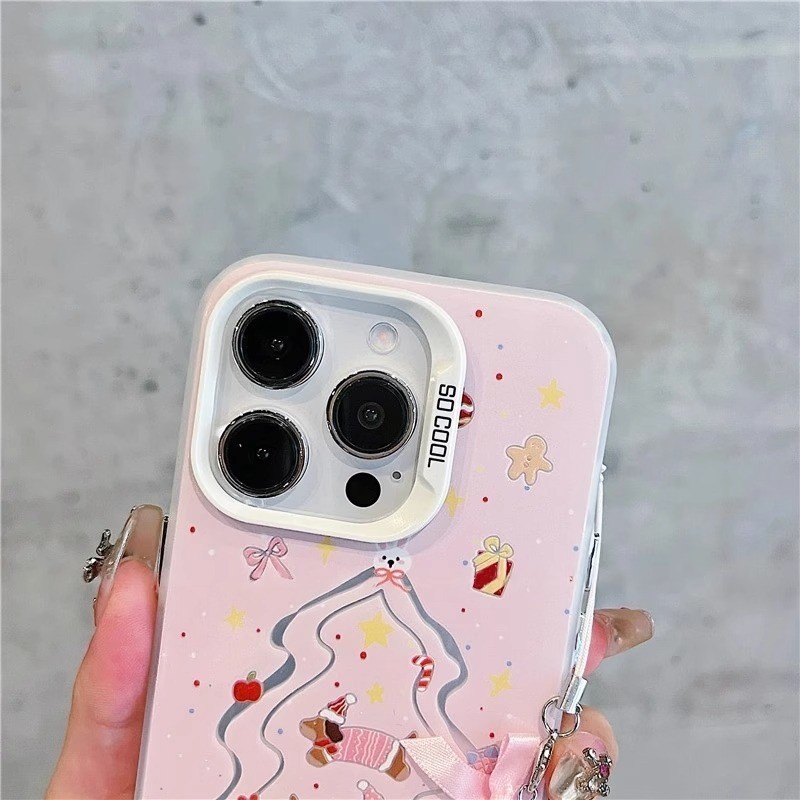 Ốp lưng OPPO Cây thông Giáng Sinh màu hồng dễ thương cho F19 A36 A38 A57 A58 A18 A35 A54 A56 A11 A12 A15 A77 A93