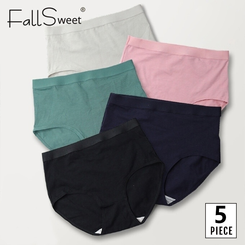 FallSweet 5 Chiếc Quần Lót Cotton Quần Đùi Cao Cấp Màu Trơn Thoáng Khí Quần Lót Mềm Plus Kích Thước
