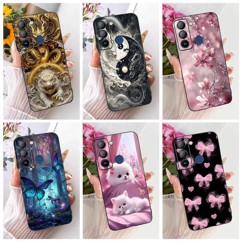 Vỏ Silicon Mờ Mềm Cho Tecno Pop 5 Lte Pop5 BD4 BD2 BD1 Vỏ Điện Thoại Hoạt Hình Mèo Rồng Hoa Bướm Họa Tiết