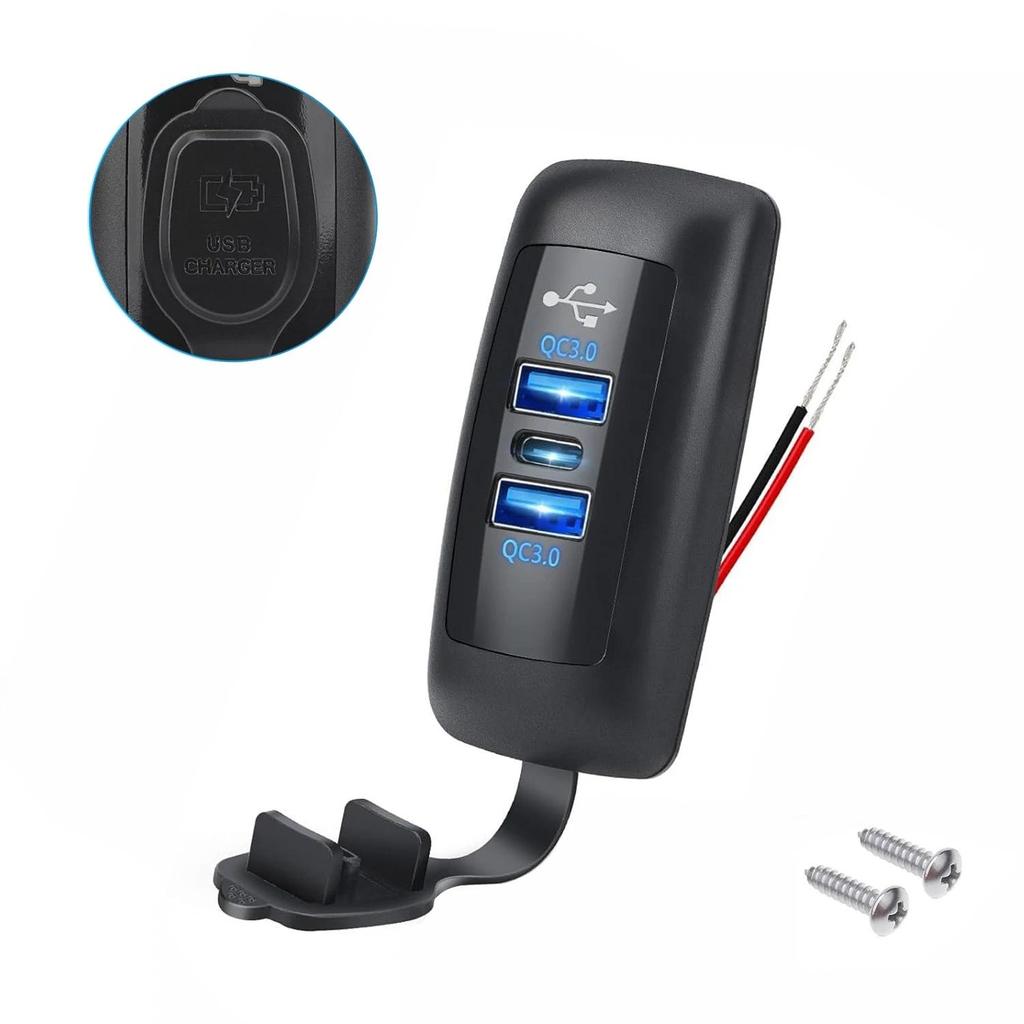Sạc Xe Hơi USB Dual QC3.0 PD Type-C Sạc Tự Động Đa Năng Chống Thấm Nước Và Chống Bụi 12-24V Cho Xe Máy Ô Tô ATV Thuyền