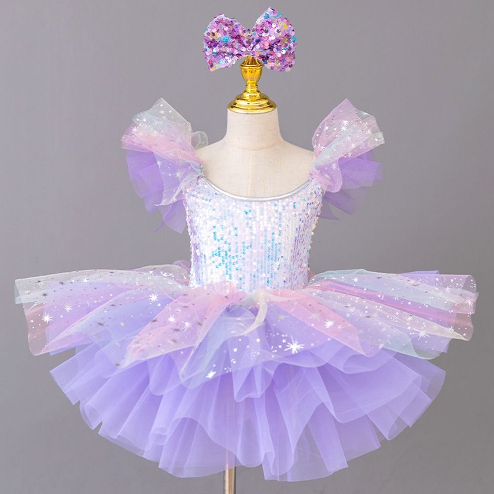 Đầm múa ba lê trẻ em YMIFI, Đầm dự tiệc Sequin Ballet Tutu, Quần áo biểu diễn hiện đại phồng thời trang khiêu vũ