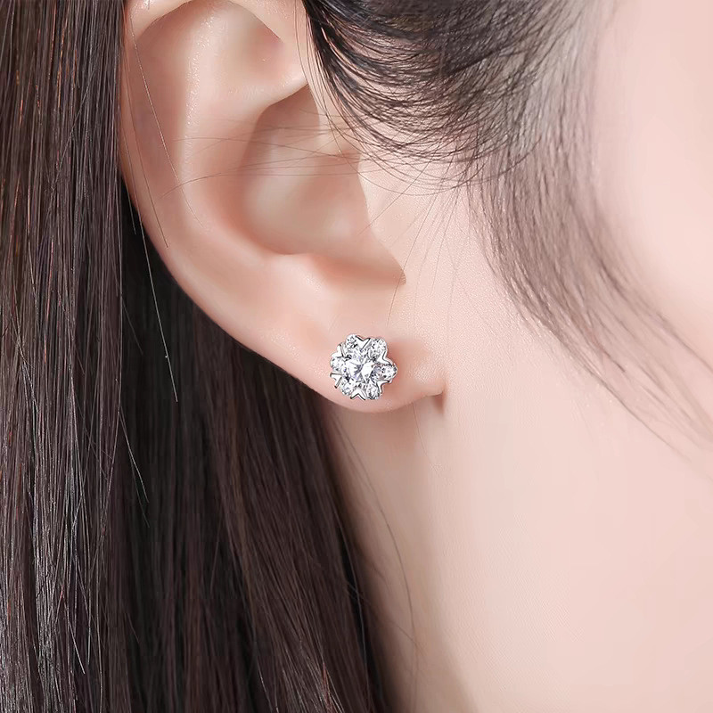 Bông tai bông tuyết giả bạc S925 thời trang nữ
