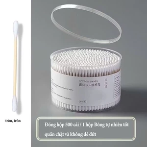 Combo 3 hộp lớn 500 que tăm bông y tế, tăm bông trang điểm, spa, bông ngoáy tai que gỗ 2 đầu 9 ( xoắn và tròn)