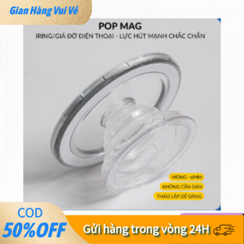 [24H] Giá đỡ Popsocket từ tính Magsafe trong suốt, nhỏ gọn, xoay 360 độ, hỗ trợ iPhone và tablet tiện lợi