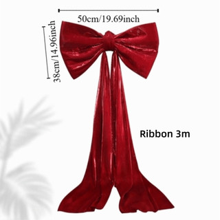 SEENDIPIE Phông nền treo tường nơ khổng lồ, Nơ 50x38cm Dải trôi 3 mét Trang trí tường nơ, Rượu vang hồng huỳnh quang Đỏ B Ruy băng nhung lớn Trang trí tường Tiệc sinh nhật