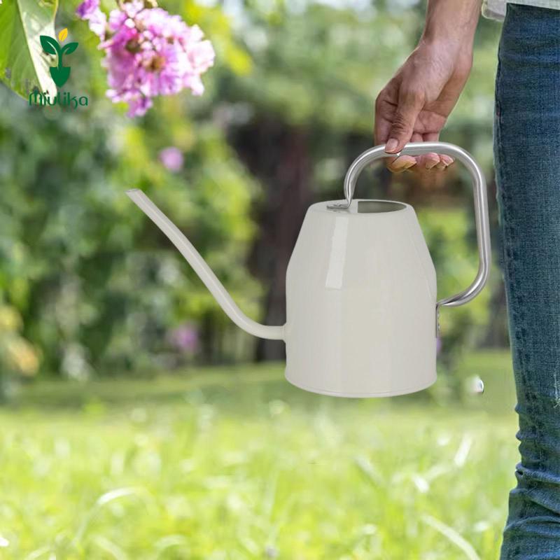 Bình tưới nước Miulika 1L, có vòi dài Phụ kiện màu trắng đa năng Chậu tưới vườn cho rau củ Hoa Rửa xe Sân vườn ngoài trời