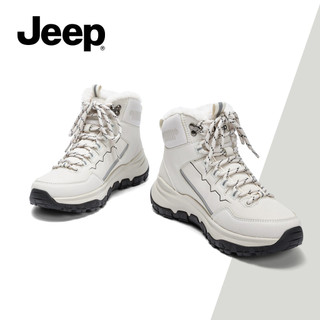 JEEP Snow Short Boots Nữ Đế Dày Lông Cừu-Fleece Ấm Áp Cao Cấp Thu Đông Đi Bộ Đường Dài Đi Bộ Đường Dài Chống Trơn Trượt Giày Chống Mài Mòn