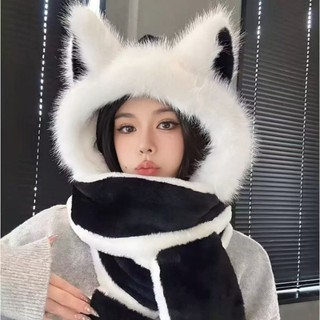 Khăn đa năng dày mềm mại dành cho nữ, chống gió với chức năng 3 trong 1: trùm đầu, găng tay và khăn quàng cổ