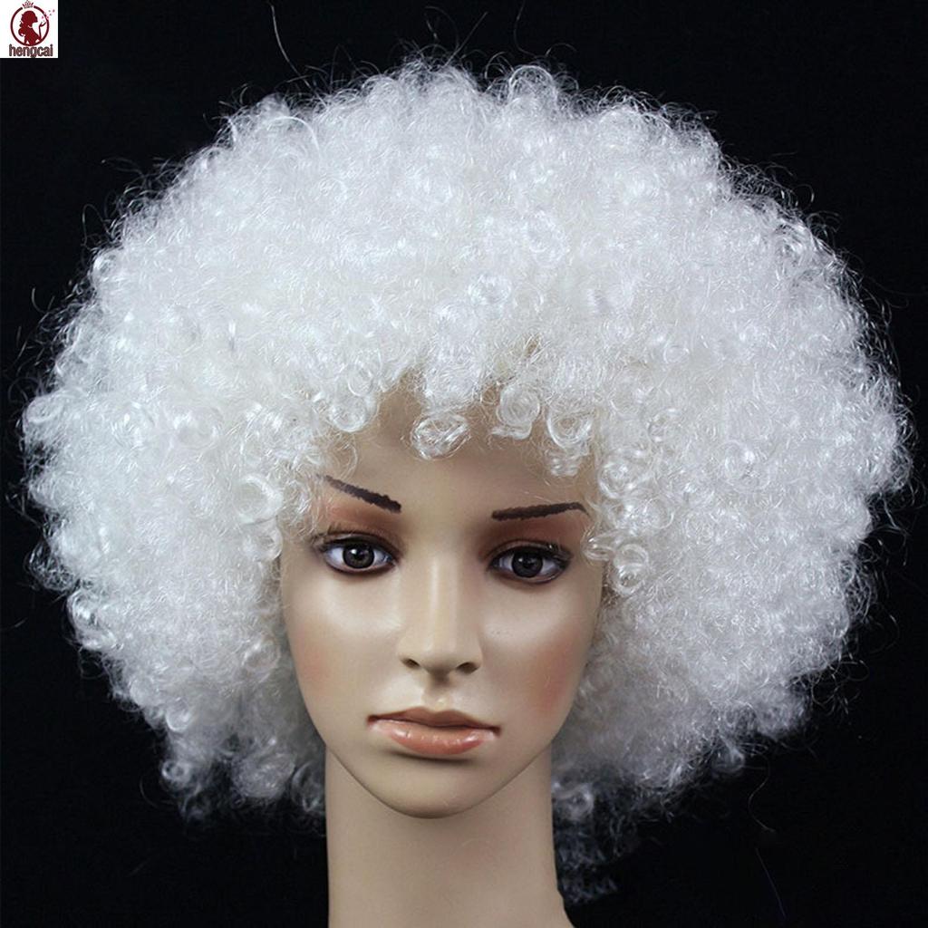 Tóc giả Afro puff nhiều màu sắc, phù hợp trang phục cosplay chú hề cho người lớn