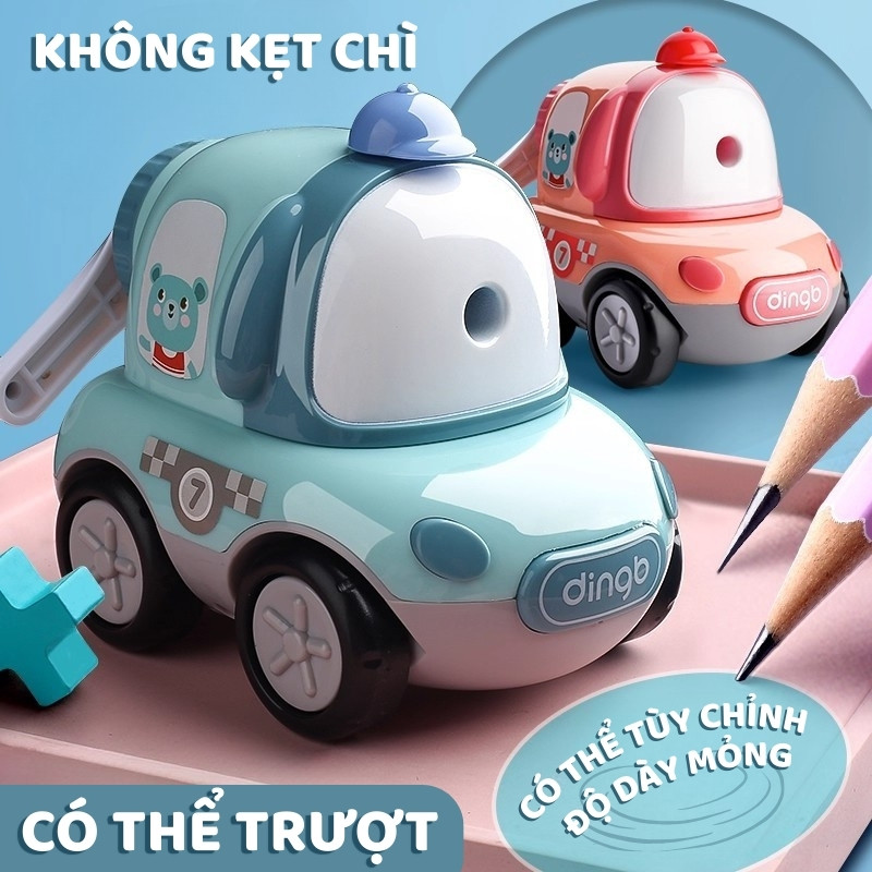 Gọt bút chì hình ô tô hoạt hình tự động sáng tạo, đồ chuốt bút chì đa năng an toàn tuyệt đối cho trẻ