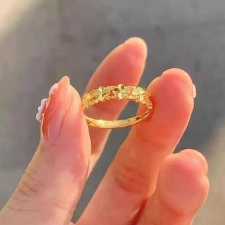 Nhẫn Nữ Cỏ Bốn Lá Có Thể Điều Chỉnh Mạ Vàng Tinh Tế Phong Cách Sang Nhã Dễ Phối