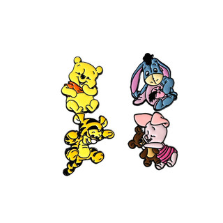 4 Cái / bộ Winnie the Pooh Huy Hiệu Hoạt Hình Dễ Thương Tigger Và Lợn Nhỏ Hợp Kim Thổ Cẩm Trang Trí Anime Pin