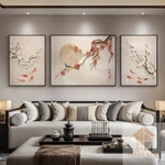 Bộ 3 Tranh Hoa Đào Hoa mai tráng gương trang trí tết decor phòng khách phòng làm việc mamng lại không gian sang trọng — ảnh 1