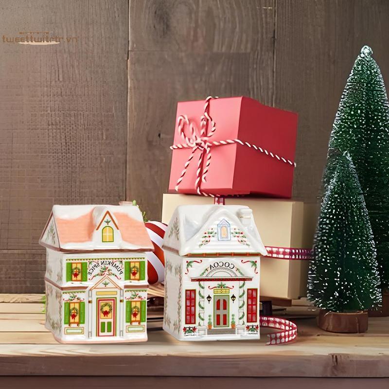 TRTR Holiday Village Spice House Set, Giáng sinh Gingerbread House Lọ, Trang trí lễ hội Mặt bàn bếp Nến Giáng sinh VN