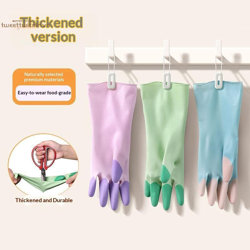 TRTR Silicone Rửa Bát Găng Tay Vệ Sinh Đồ Dùng Nhà Bếp Chống Trượt Tiện Lợi Dài Rửa Bát Găng Tay Có Thể Tái Sử Dụng Hộ Gia Đình VN