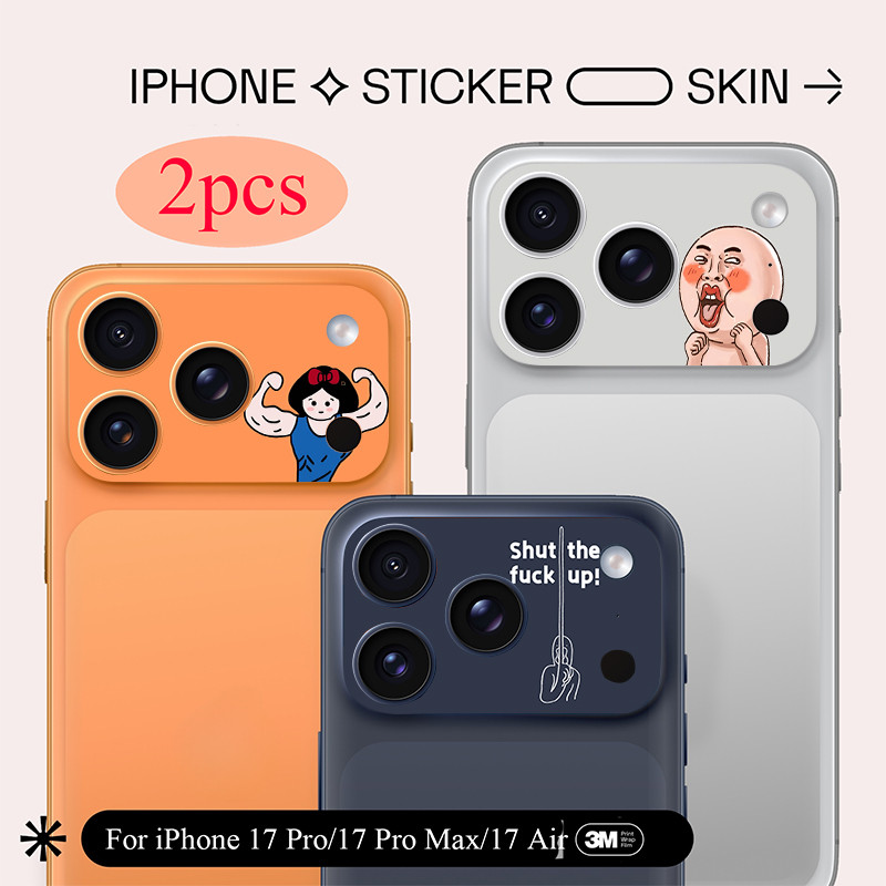 [2 Cái] Nhãn dán giấy máy ảnh mềm mỏng in biểu tượng cảm xúc ngộ nghĩnh cho iPhone 17 Pro / 17 Pro Max Trang trí phim máy ảnh Phim bảo vệ camera chống mài mòn chống trầy xước
