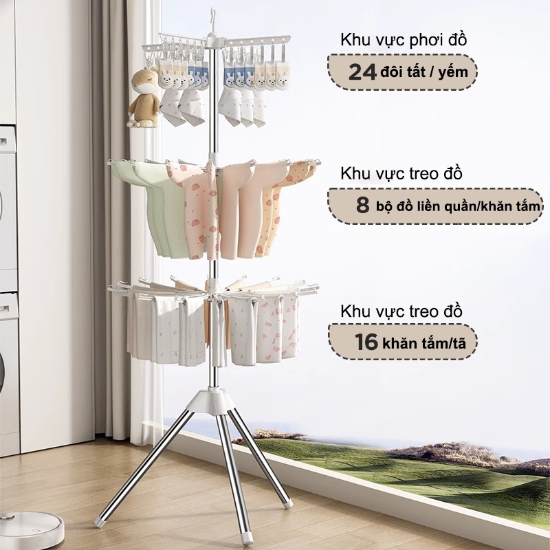 𝐎𝐥𝐢𝐟𝐞Cây Sào Phơi Quần Áo Cho Bé Giá Treo Quần Áo Inox 304 Cây Phơi Đồ Cho Bé