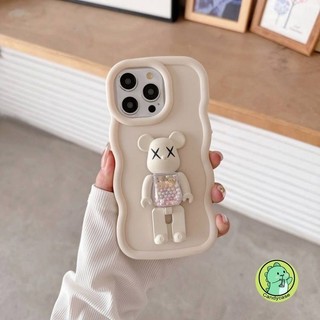 Ốp Điện Thoại Gấu KAWS Cho Infinix Hot 60 60i 50 50i 40 40i Pro Plus 30 30i 20i Play 5G 4G Vỏ Mềm Hoạt Hình Dễ Thương Màu Kẹo 3D Sóng Có Chân Đế