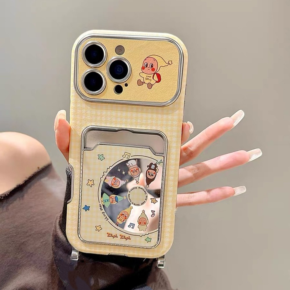 Âm Nhạc CD Ngôi Sao Người Cardbag Dây Mạ Da Vỏ Điện Thoại Cho iPhone 17 Pro Max 16 15 14 13 Vỏ Bảo Vệ Chống Sốc
