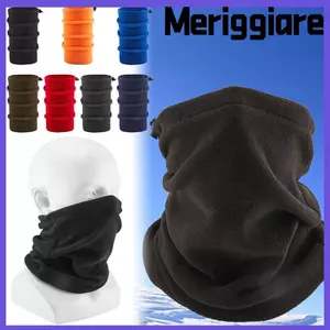 Ống cổ lông cừu MERIGGIARE, Mũ len chống gió Polar Fleece, Khăn thể thao ngoài trời ấm áp đa chức năng