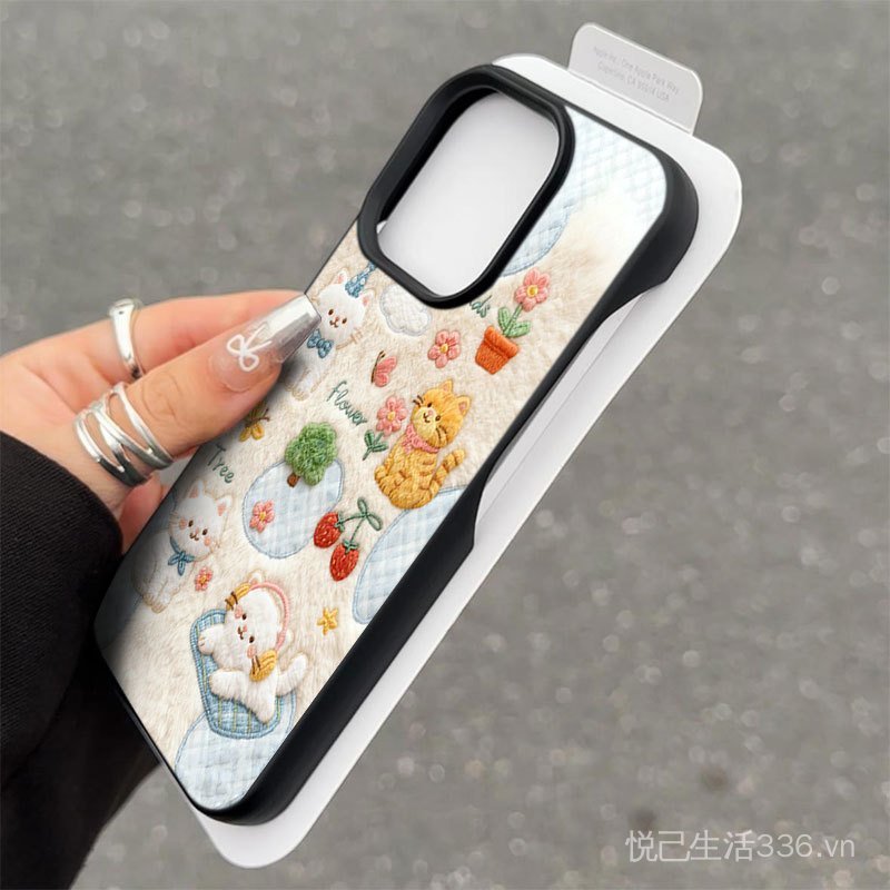 In Hình Mèo Cam Thích Hợp Cho iPhone17 / 16promax Ốp Điện Thoại 1413 / 12 11 Nửa Gói Mềm Hoạt Hình