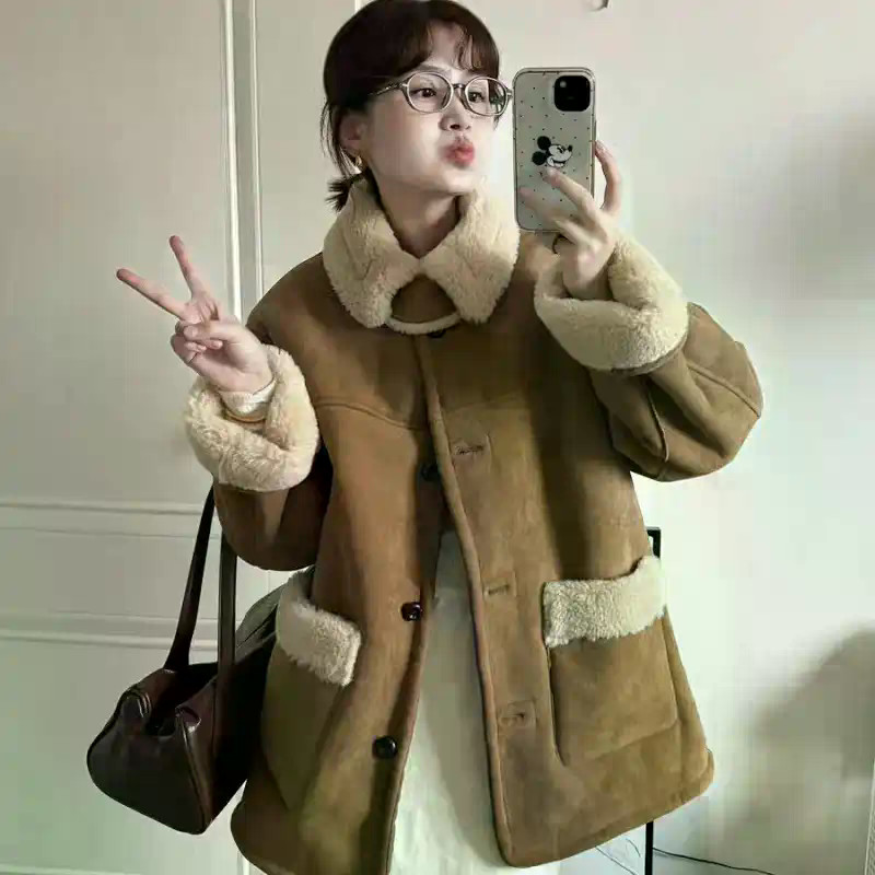 Áo khoác mùa đông nữ Maill Fur Mới dáng rộng dày