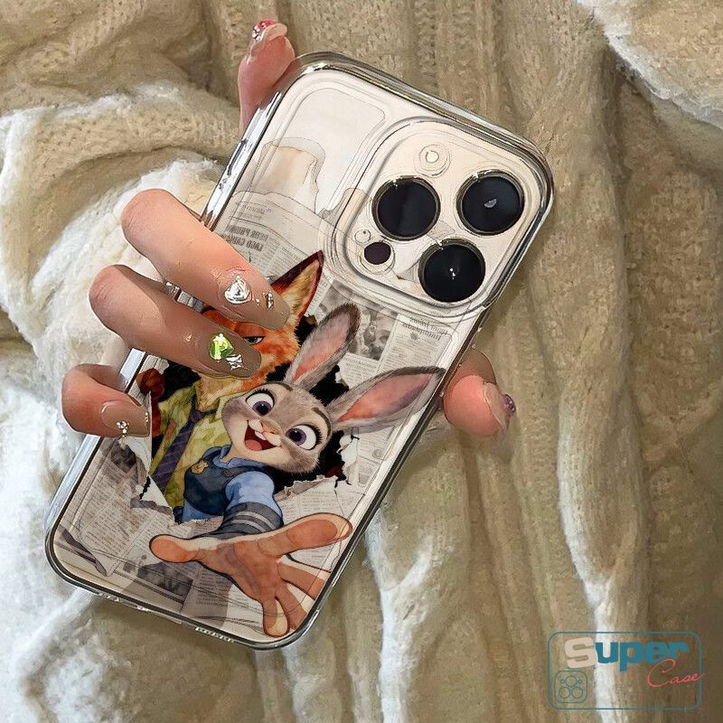 Ốp Lưng Tương Thích Cho IPhone 17 11 13 15 16 12 14 Pro Max XR 17 12 14 15 16 13 Pro 7Plus 17 15 7 14 8 16 Plus Air X XS Max SE Hoạt Hình Sáng Tạo Zootopia Fox Bunny Cặp Đôi Bao da