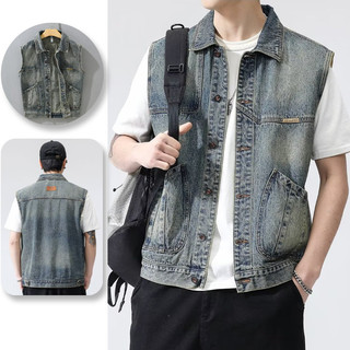 Áo vest denim nam thiết kế thời trang kiểu Mỹ, chất lượng cao