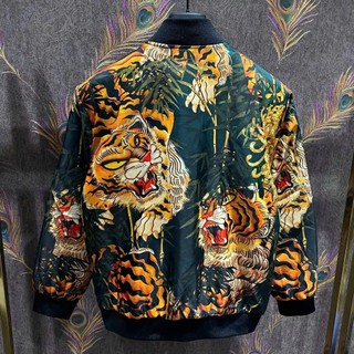Áo Bomber Gió Hổ Hoa Lá .Double - Six.Áo Khoác Dù 2 Lớp Dày Dặn Dáng Rộng.