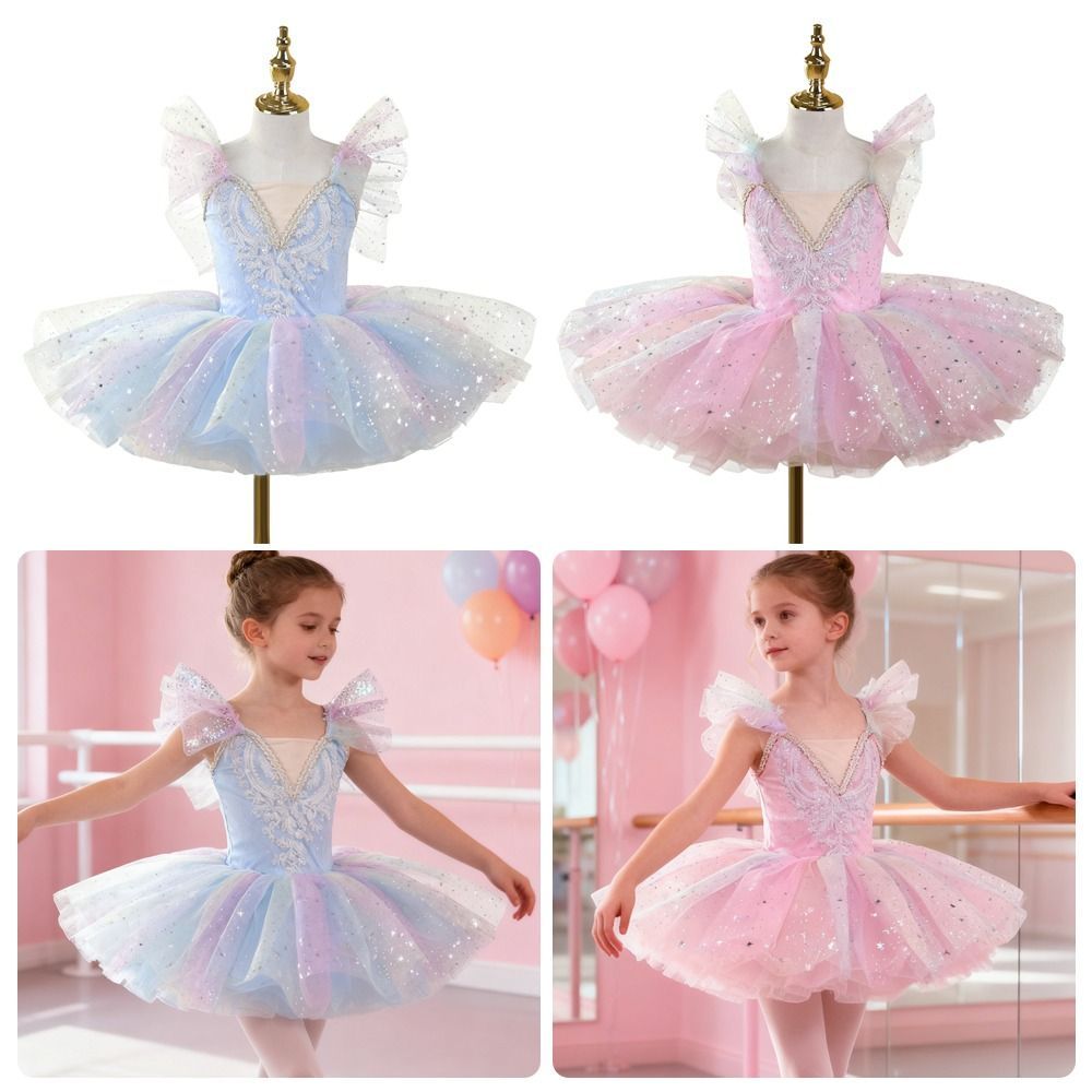 HOBBYIN Trẻ Em Đầm Ba Lê, Hiện Đại Puffy Ballet Tutu, Đầm Dự Tiệc Sequin Thời Trang Đầm Công Chúa Trẻ Em