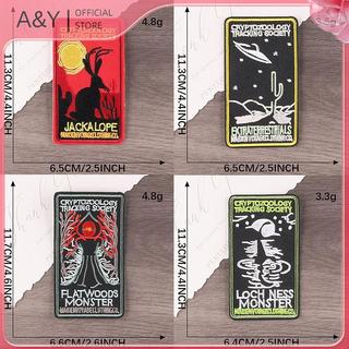 A & Y Cryptozoology - Huy hiệu thêu sắt hình quái vật Mothman ngoài hành tinh cho áo khoác nam