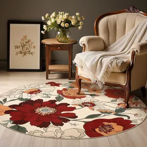 Thảm tròn trải sàn phòng khách nhung nước hoa vintage – thảm trang trí sofa & bàn trà, dễ vệ sinh, nhiều kích thước