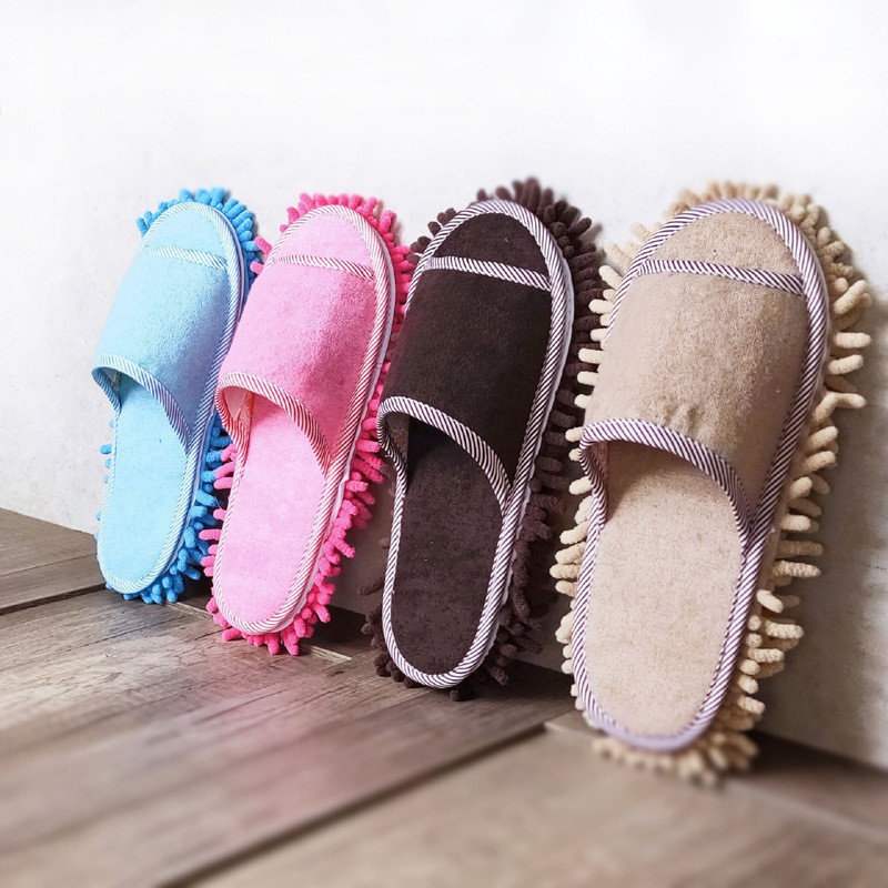 Dép lau sàn người lười biếng, im lặng để lau chùi và quét, vải chenille có thể tháo rời có khả năng hấp thụ nước mạnh