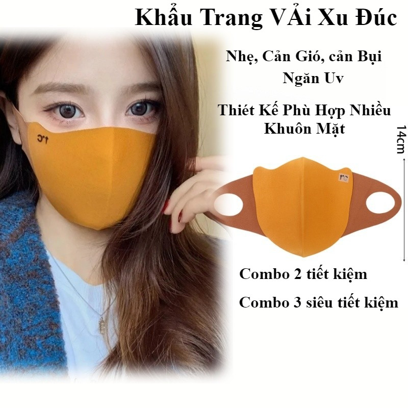 Combo 2/3 Khẩu Trang Vải Xu Đúc, Ngăn Uv Cản Gió Cản Bụi Phù hợp Nhiều Khuôn Mặt