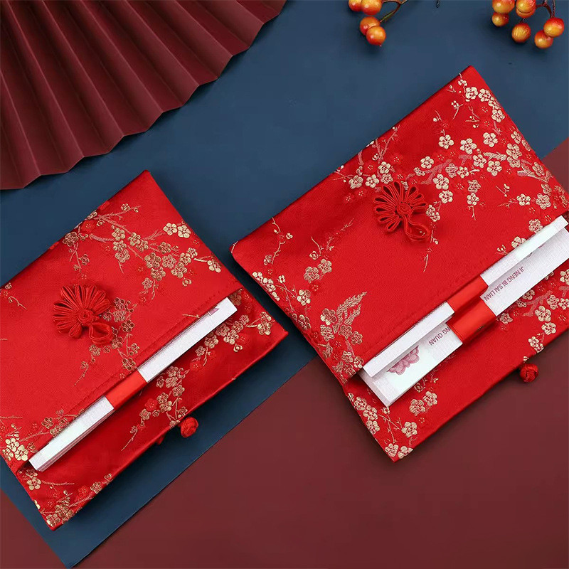 Vải Mềm Thêu Phong Bì Màu Đỏ CNY Cưới Phước Lành Quà Tặng Tiền