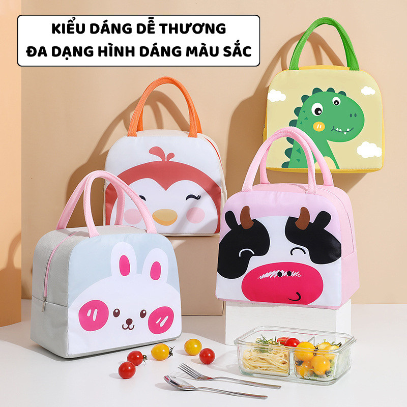Túi Vải Đựng Hộp Cơm Hoạ Tiết Hoạt Hình ENODA HOME, Túi Giữ Nhiệt Đựng Cơm Trưa Văn Phòng Kiểu Dáng Dễ Thương TUICOM002