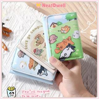Ví đựng tiền xu NEATDWELL, INS Style 3 lần Thẻ tín dụng Holoder, Ví đựng thẻ chó mèo con dễ thương bằng da PU đơn giản dành cho bé gái Quà tặng học sinh