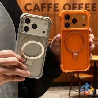 Ốp Điện Thoại Chống Sốc Túi Khí Bốn Góc Cao Cấp Cho IPhone 17 Pro Max 14 15 16 Pro Max Vỏ Mờ Mặt Sau Từ Tính Có Giá Đỡ Vô Hình