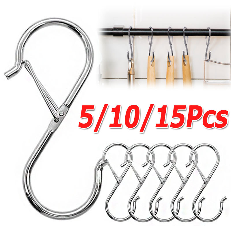 5 / 10 / 15 Chiếc Móc Treo Lưu Trữ Hình Chữ S Nhà Bếp / Khóa Treo Kim Loại Chống Gió Có Khóa