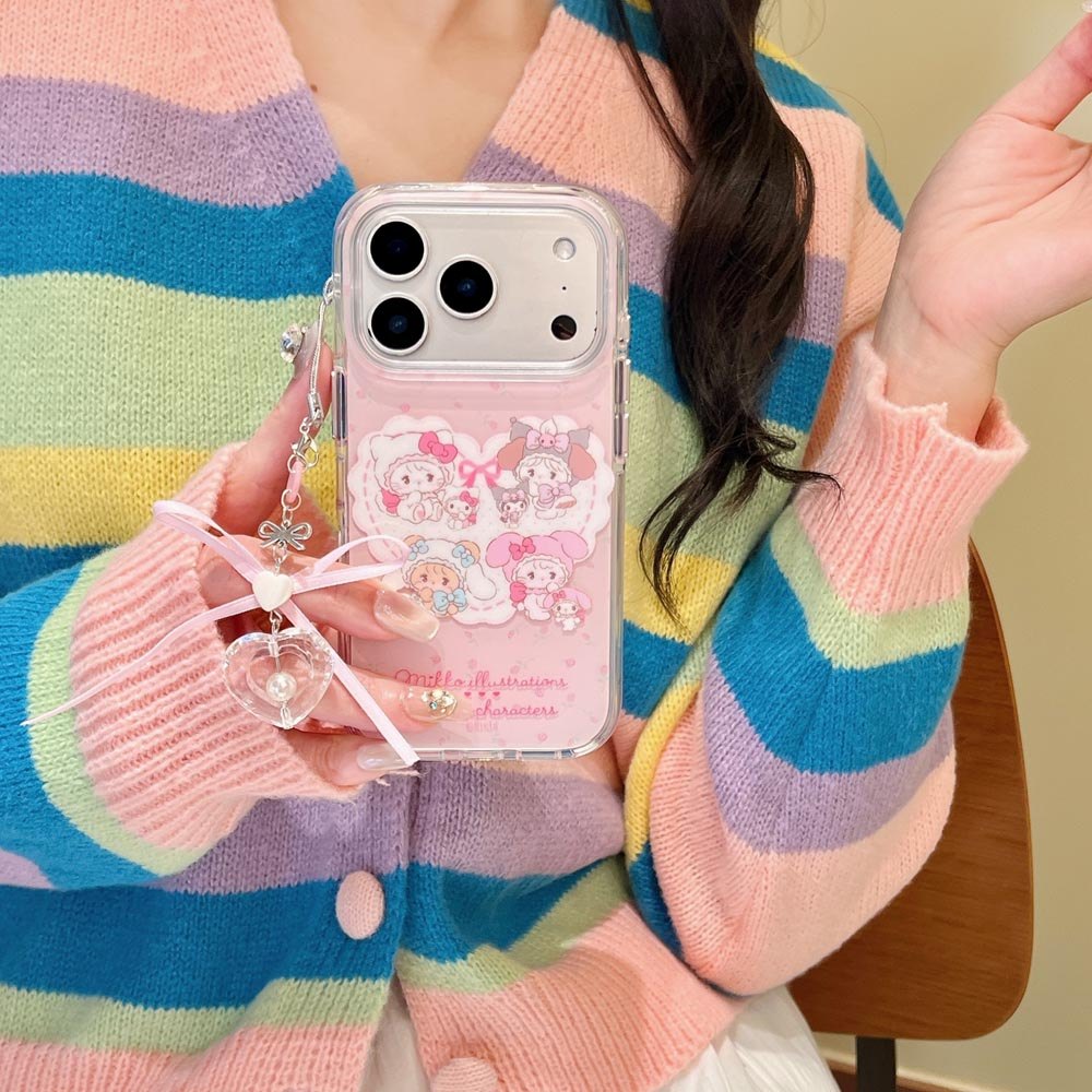Ốp lưng cứng Tương thích với iPhone 13 14 14Pro 14ProMax 15 15Pro 15ProMax 16 16Pro 16ProMax 17 17Pro 17ProMax MIkko Love Sanlio Pattern Case