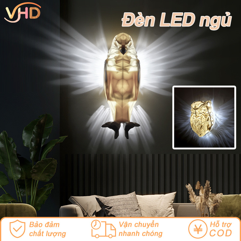 Đèn Ngủ LED Hình Cú (Đại Bàng Cú) Dễ Thương - Tượng Nhựa Động Vật, Trang Trí Nghệ Thuật Treo Tường