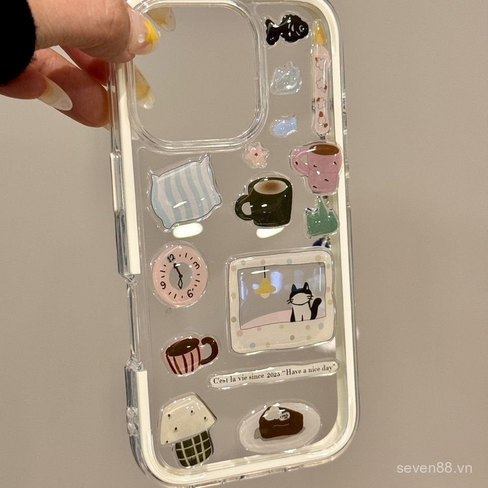 Ốp Điện Thoại Thích Hợp Cho iPhone 11 12 13 14 15 16 Pro max Plus Nhãn Dán Ba Chiều Chó Con Mặt Dây Chuyền Dây Xích Chống Sốc Chống Sốc Vỏ Bảo Vệ Tất Cả Các Loại